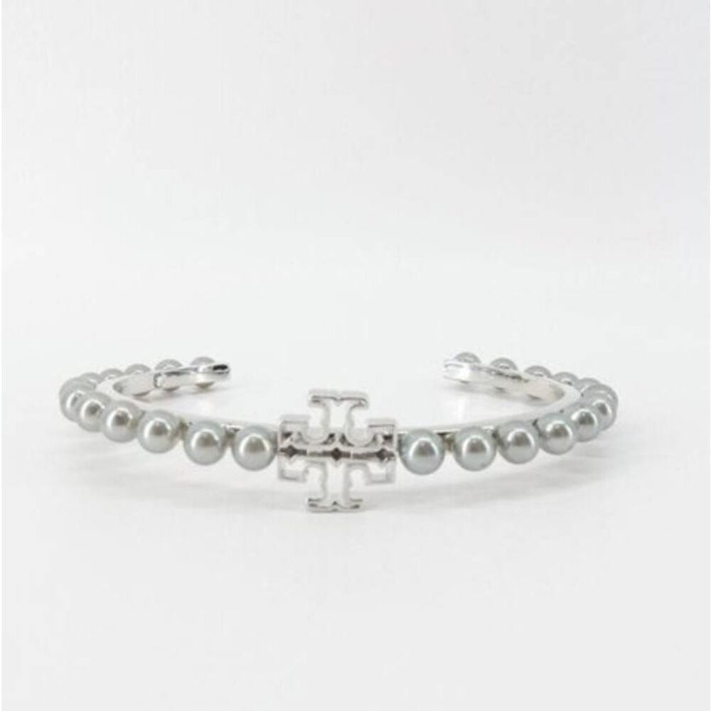 TORY BURCH Kira Silver Pearl Cuff Bangle